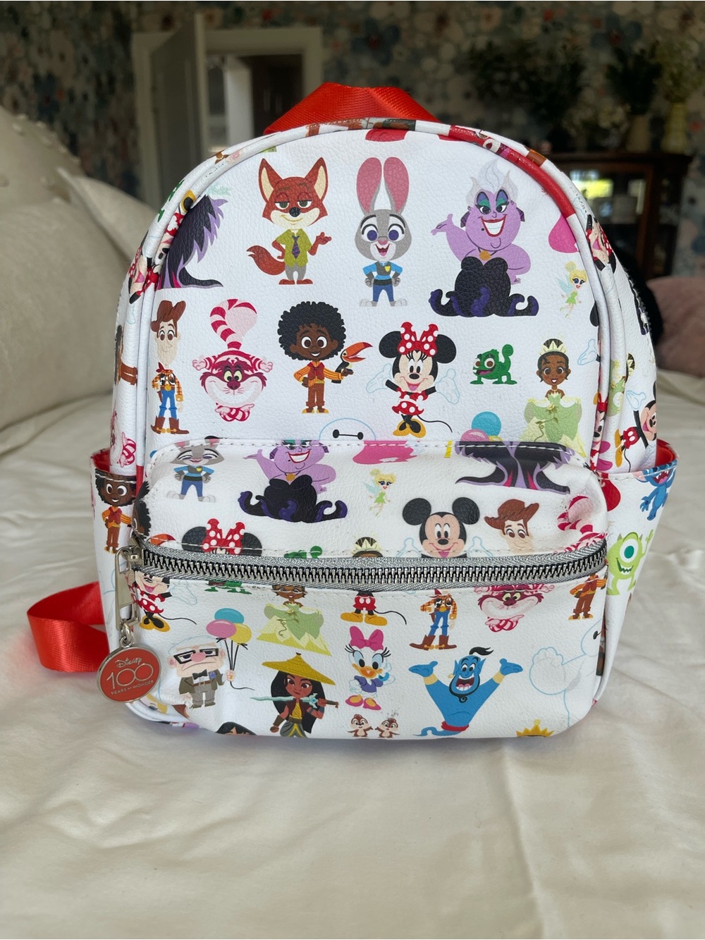 Disney Red Mini Backpack Interior with Branded Tag